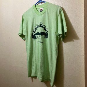 Vintage Light Green Jenkins Beach Green Lake Maine T-Shirt Size Adult Large